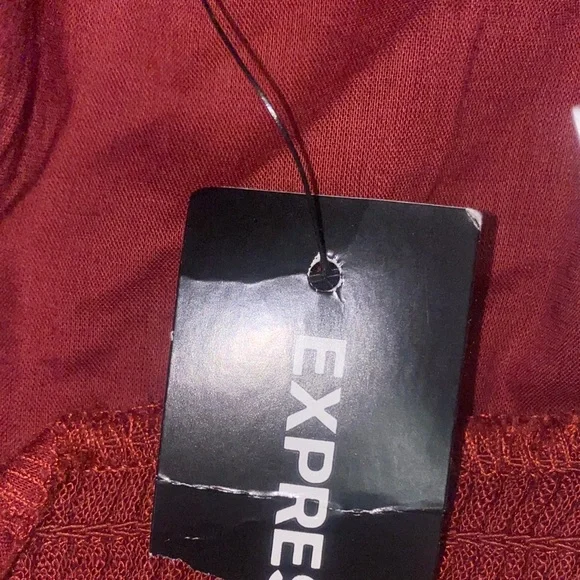 Express - Deep Rust Red - Ruffled Crop Top - Picture 5 of 7